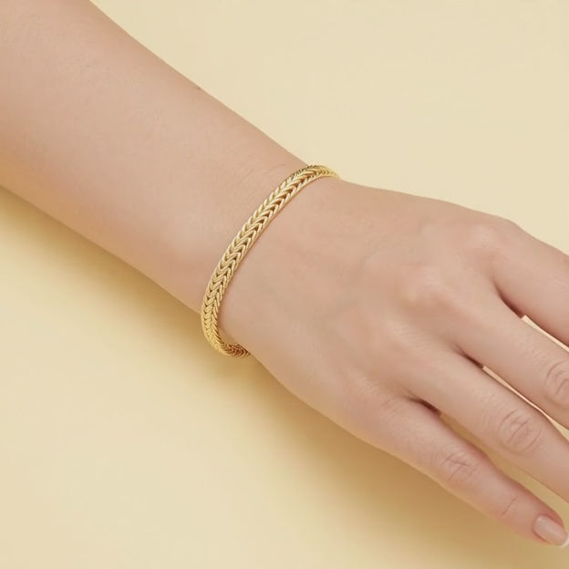 Pulsera Oro Laminado Tejido Espiga con Centro Torzal mod. 1417
