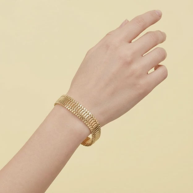 Pulsera Oro Laminado Panza de Vibora Especial Tejido Ancho mod. 1419