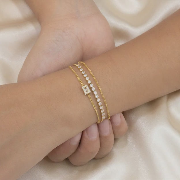 Pulsera de Goldfilled Zirconia Rectangular Brillante mod. 1146