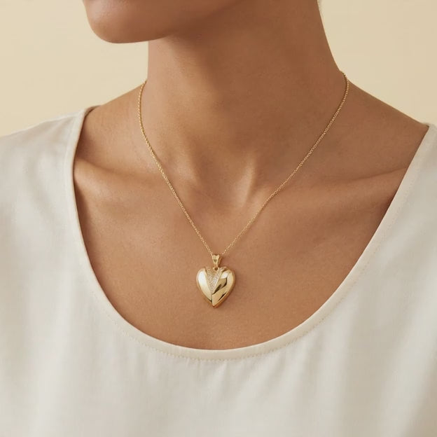 Dije de Oro Laminado Corazón Grande con Zirconia mod. 1420